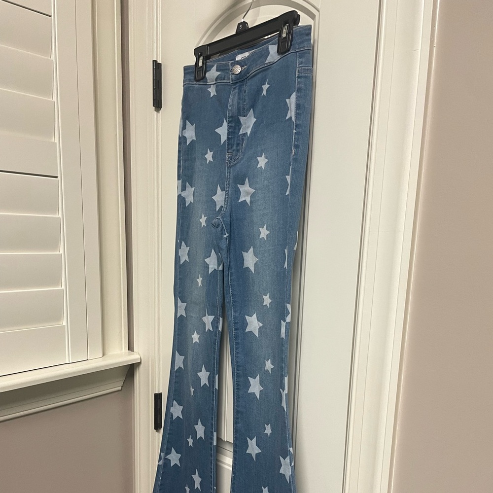 Cello star print flare jeans